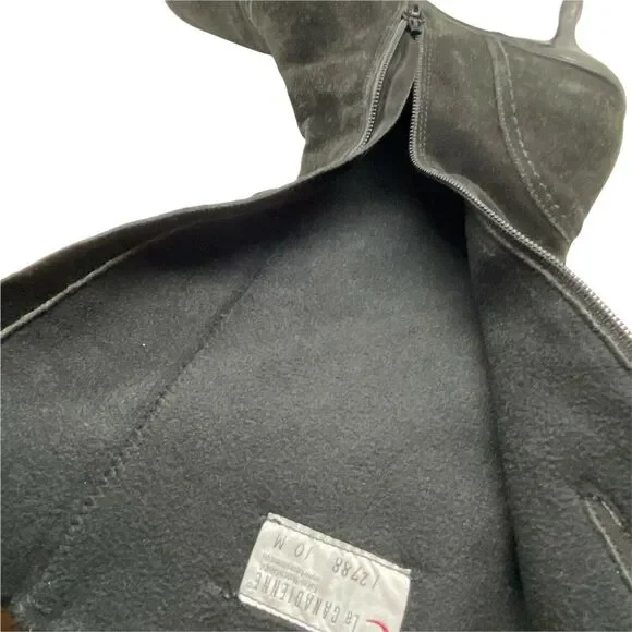 Kitten Heel Boots Vintage La Canadienne Women's Black Suede Square Toe sz 10 M - Picture 6 of 16